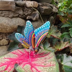 Butterflie Figurine Statue Oaxaca Mexican Folk Art Alebrije Sculpture, Wooden As Mexican Decoration, Made Of Wood And Carved By Hand