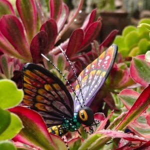 Butterflie Figurine Statue Oaxaca Mexican Folk Art Alebrije Sculpture, Wooden As Mexican Decoration, Made Of Wood And Carved By Hand