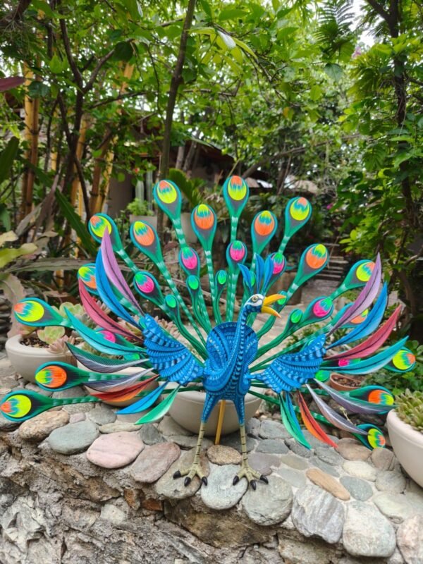 Peacock Bird Statue Mexican Art Alebrije Sculpture, Wooden Peacock  Decoration Figure, Made Of Wood And Carved By Hand ASK FOR CUSTOMIZE - Image 2