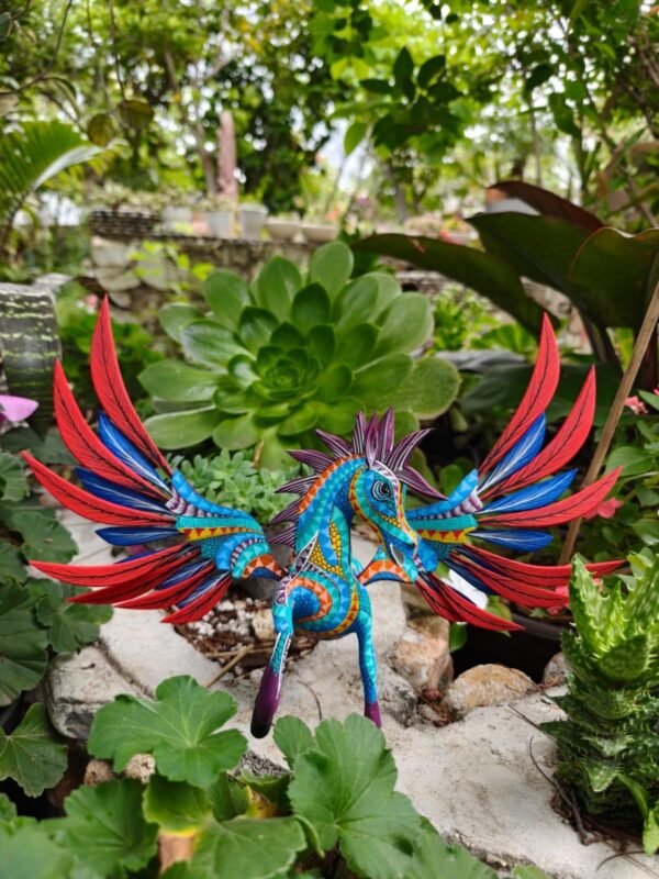 Pegasus Statue Folk Art Alebrije Sculpture, Wooden horse Mexican Decoration Figurine, Made Of Wood And Carved By Hand - Image 2