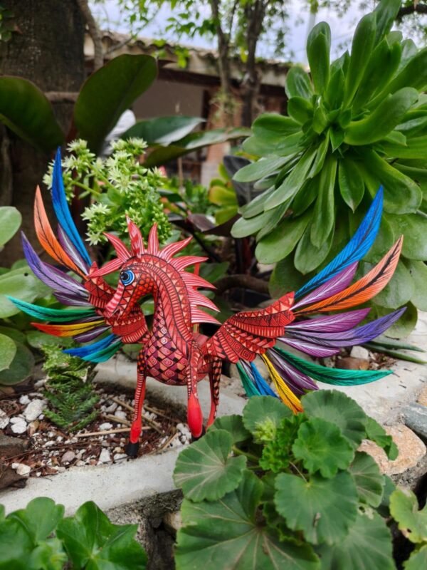 Pegasus Statue Folk Art Alebrije Sculpture, Wooden horse Mexican Decoration Figurine, Made Of Wood And Carved By Hand