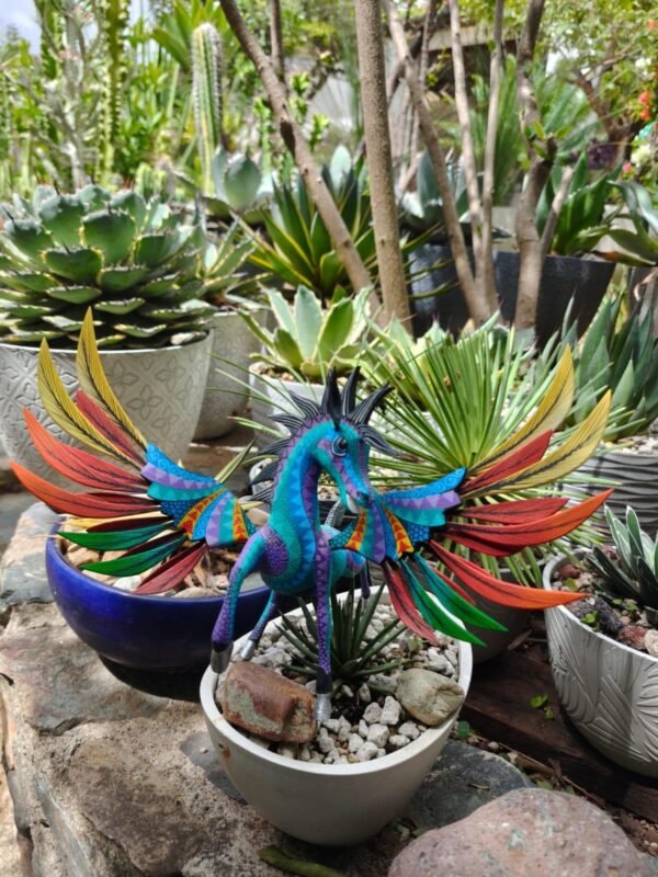 Winged Alebrije Pegasus, Hand Painted Mexican Wood Sculpture, Colorful Oaxacan Folk Art, Handmade Spirit Animal, Vibrant Decor Figurine, Fly - Image 2