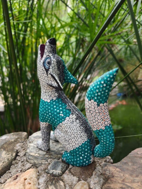 Fox Figurine Mexican Folk Art Alebrije Sculpture, Wooden Coyote Decoration Statue, Made Of Wood And Carved By Hand ASK FOR CUSTOMIZE - Image 2