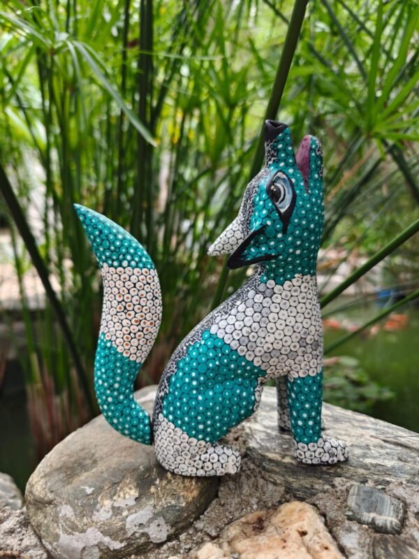 Fox Figurine Mexican Folk Art Alebrije Sculpture, Wooden Coyote Decoration Statue, Made Of Wood And Carved By Hand ASK FOR CUSTOMIZE