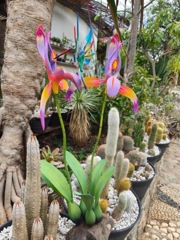 Orchid Flower And Hummingbird Statue Alebrije Sculpture, Wooden Mexican Decoration Figure, Made Of Wood And Carved By Hand ASK FOR CUSTOMIZE - Image 2