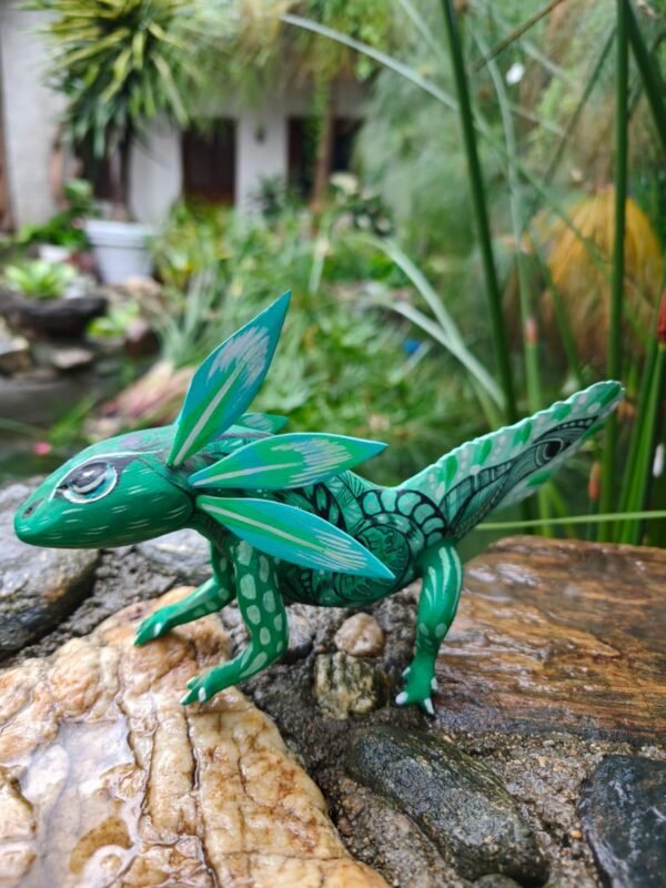 Axolotl Sculpture Mexican Folk Art Alebrije Figurine,Ajolote Wooden As Mexican Decoration Statue, Made Of Wood And Carved By Hand Ajolotito - Image 2