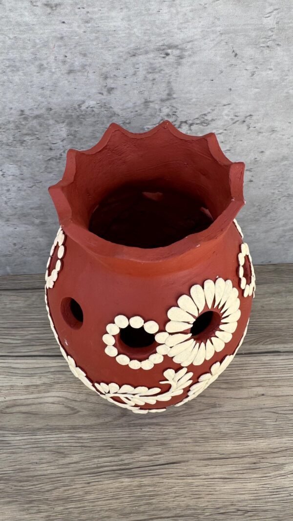 Embroidered Clay Vase From Oaxaca México Home Decor Handcrafted Jarron Barro Bordado Oaxaca Handmade Unique Designs From Artisans - Image 3