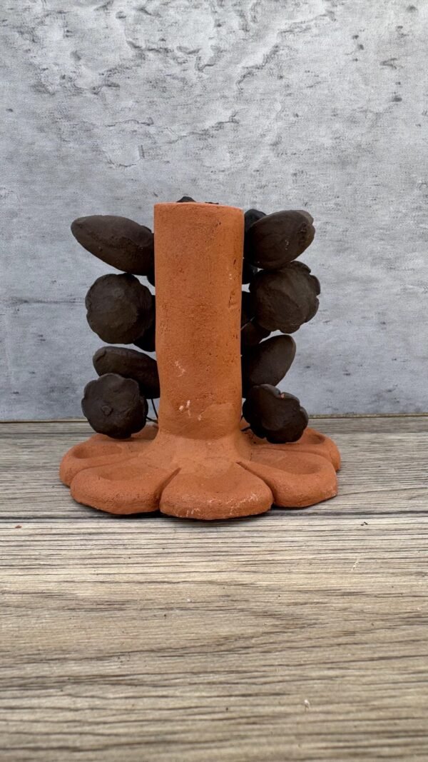 Handmade Clay Candle Holder from Oaxaca, Mexico Terracotta Floral Barro Decor, Mexican Folk Art Centerpiece Flower Design Porta velas - Image 3