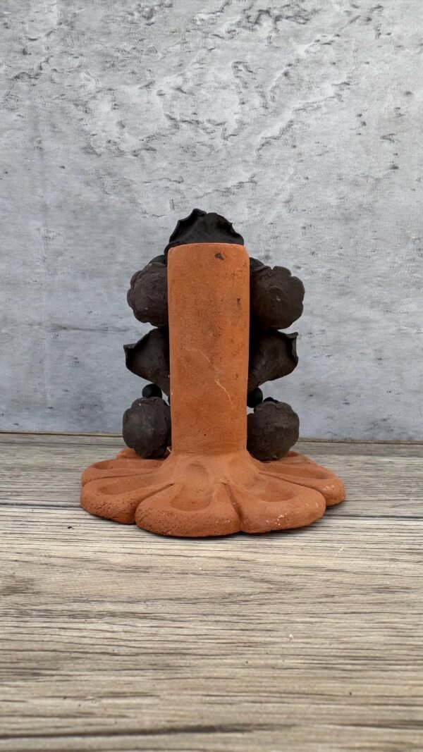 Handmade Clay Candle Holder from Oaxaca, Mexico Terracotta Floral Barro Decor, Mexican Folk Art Centerpiece Flower Design Porta velas - Image 3