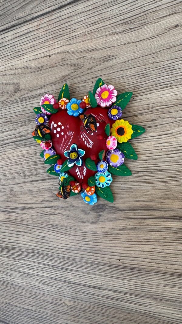 Mexican decoration, Mexican heart,  Heart wall hanging, Decorative heart, Rustic heart decor, Heart statue - Image 3