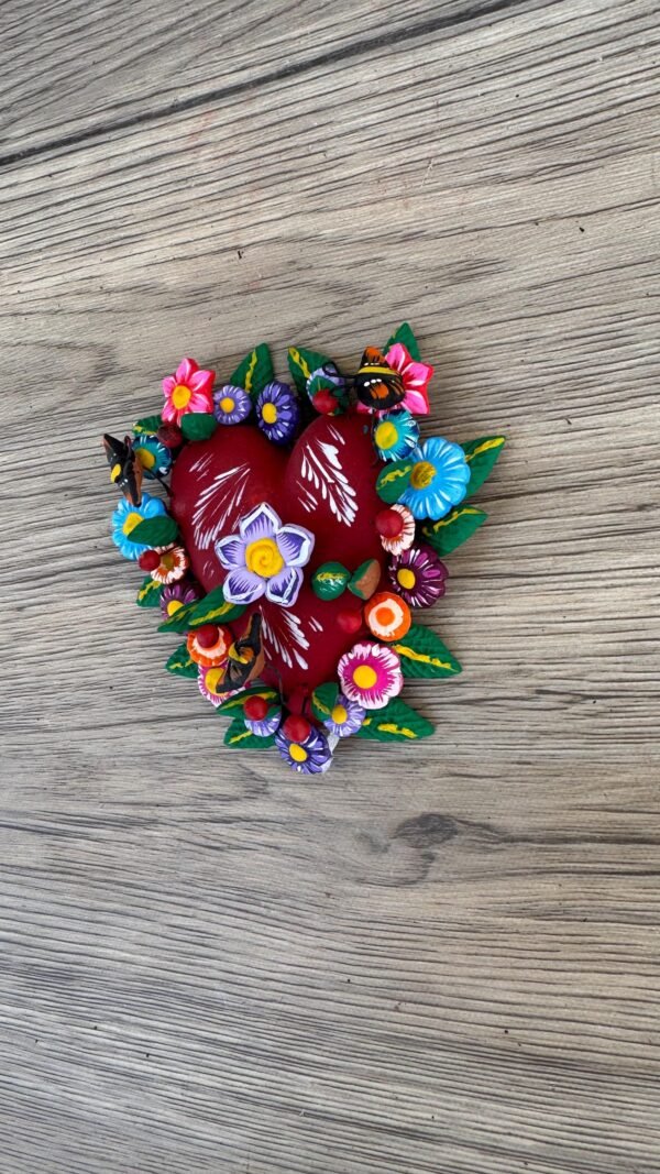 Mexican decoration, Mexican heart,  Heart wall hanging, Decorative heart, Rustic heart decor, Heart statue - Image 3