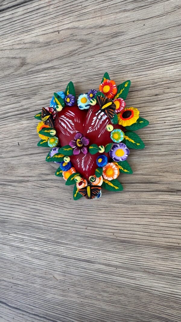 Mexican decoration, Mexican heart,  Heart wall hanging, Decorative heart, Rustic heart decor, Heart statue - Image 3