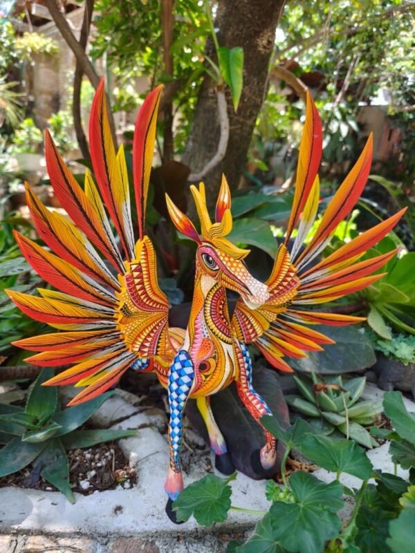 Large Pegasus Statue Folk Art Alebrije Sculpture, Wooden horse Mexican Decoration Figurine, Made Of Wood And Carved By Hand - Image 3