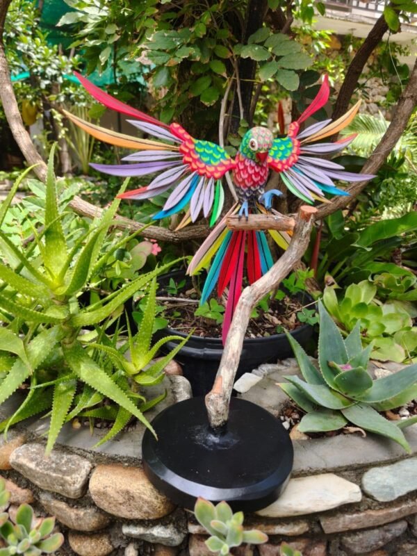 Parakeet Bird Statue Mexican Art Alebrije Sculpture, Wooden Parrot  Decoration Figure, Made Of Wood And Carved By Hand ASK FOR CUSTOMIZE - Image 3