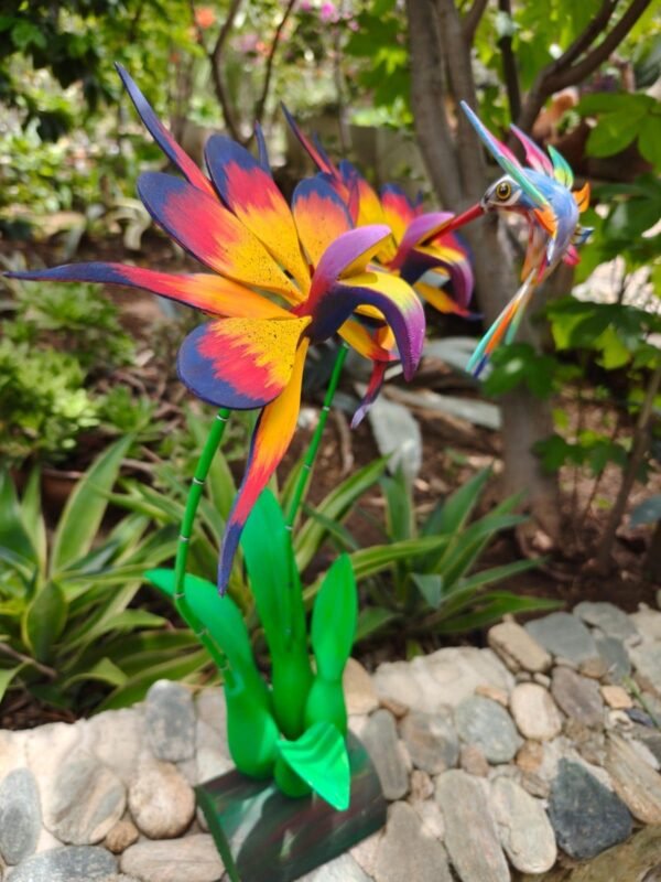 Orchid Flower And Hummingbird Statue Alebrije Sculpture, Wooden Mexican Decoration Figure, Made Of Wood And Carved By Hand ASK FOR CUSTOMIZE - Image 5