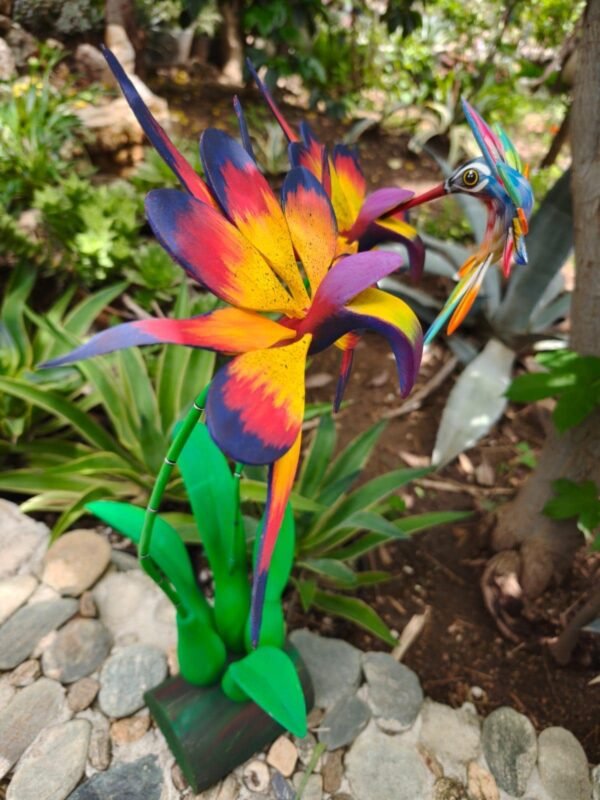 Orchid Flower And Hummingbird Statue Alebrije Sculpture, Wooden Mexican Decoration Figure, Made Of Wood And Carved By Hand ASK FOR CUSTOMIZE - Image 6