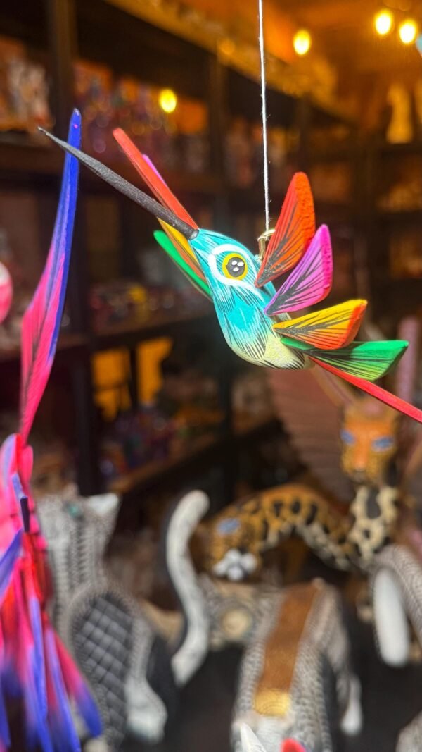 Hummingbird Statue Mexican Folk Art Alebrije Sculpture, Wooden  Decoration Figure, Made Of Wood And Carved By Hand - Image 3