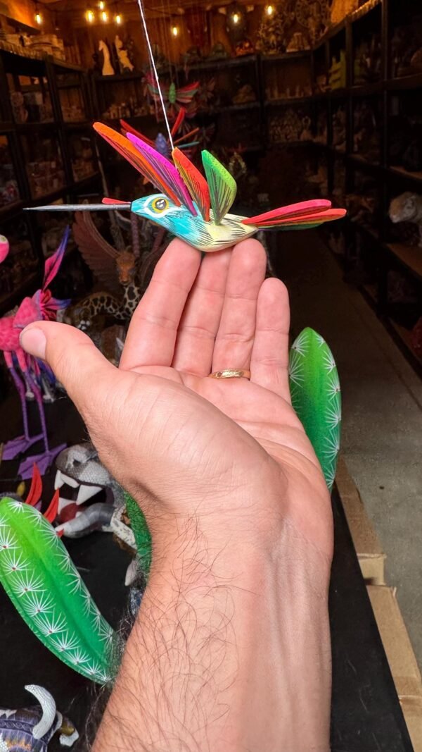Hummingbird Statue Mexican Folk Art Alebrije Sculpture, Wooden  Decoration Figure, Made Of Wood And Carved By Hand - Image 4