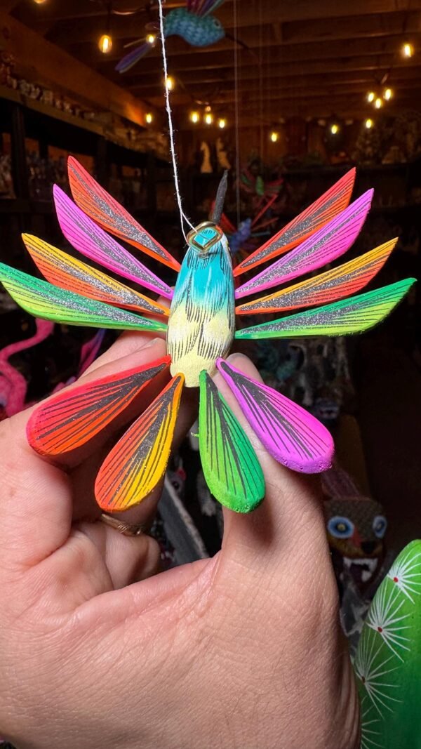 Hummingbird Statue Mexican Folk Art Alebrije Sculpture, Wooden  Decoration Figure, Made Of Wood And Carved By Hand - Image 5