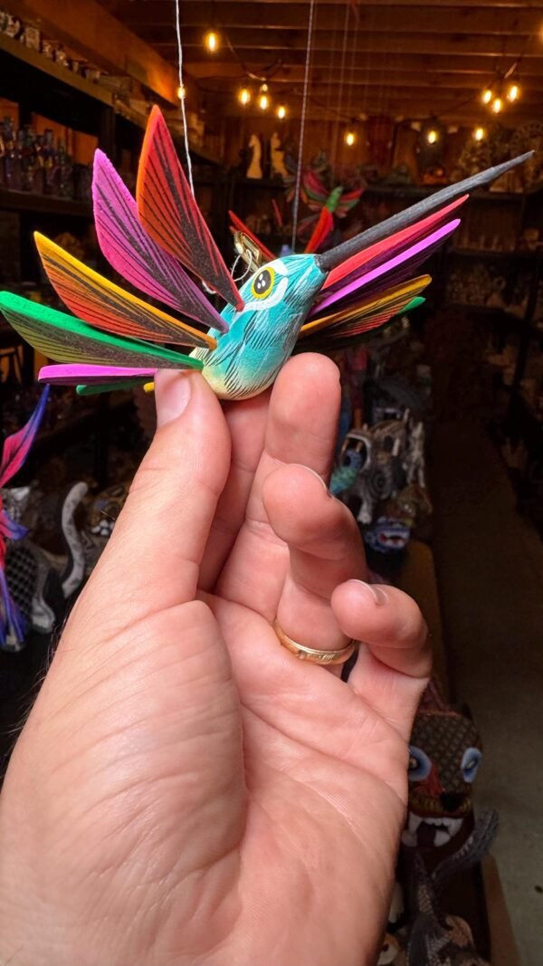 Hummingbird Statue Mexican Folk Art Alebrije Sculpture, Wooden  Decoration Figure, Made Of Wood And Carved By Hand - Image 6