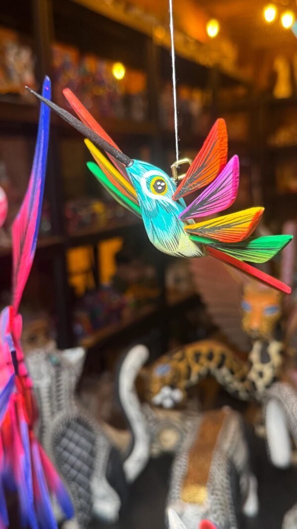 Hummingbird Statue Mexican Folk Art Alebrije Sculpture, Wooden  Decoration Figure, Made Of Wood And Carved By Hand - Image 8