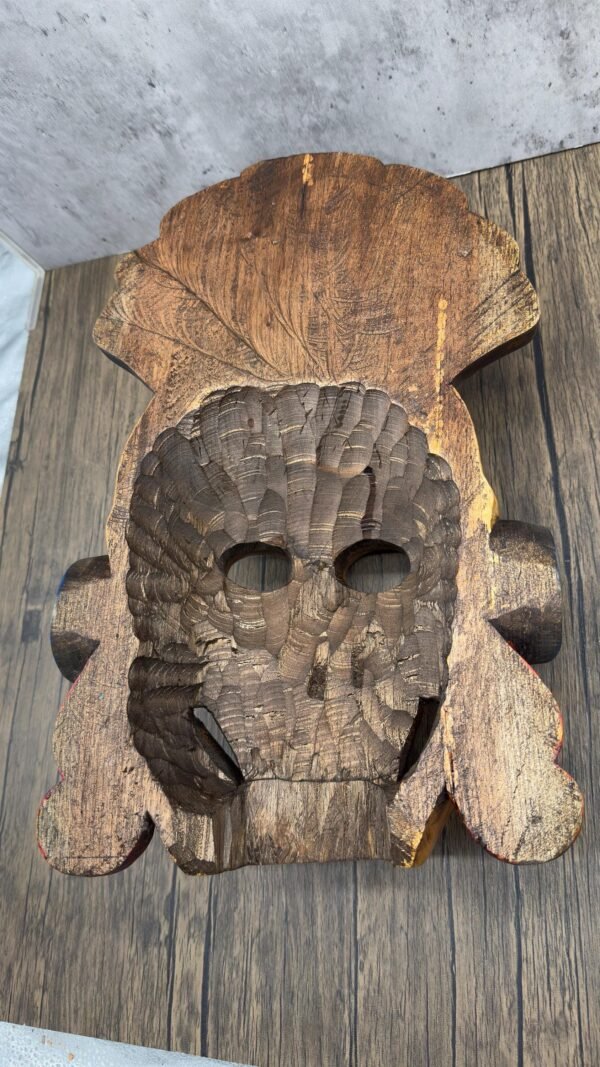 Mictlan Good Of The Underworld Prehispanic Mask, Mayan Culture, Made By Mayan Artisans Yucatán Wall Art, Hand Carved  Painted Cedar Wood - Image 5