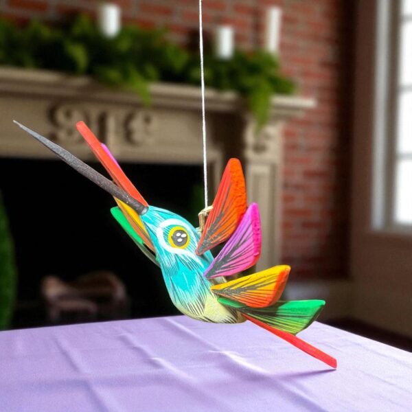 Hummingbird Statue Mexican Folk Art Alebrije Sculpture, Wooden  Decoration Figure, Made Of Wood And Carved By Hand - Image 2