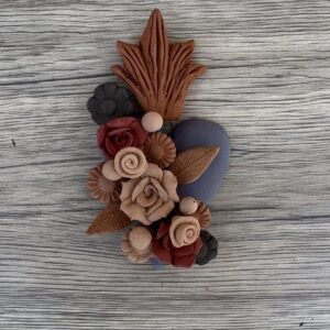 Filigrana Clay Heart Wall Hanging Ornament Artistic  Oaxaca México By Artisans Handmade Crafts, Home Decor Folk Art, Pigmento Natural Colors