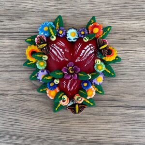 Mexican decoration, Mexican heart,  Heart wall hanging, Decorative heart, Rustic heart decor, Heart statue