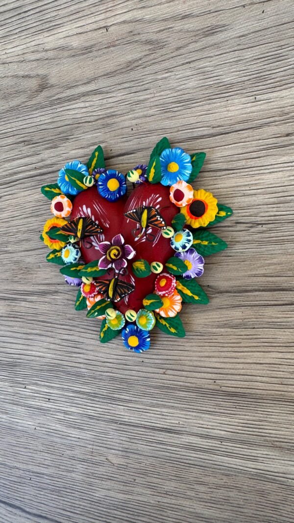 Mexican decoration, Mexican heart,  Heart wall hanging, Decorative heart, Rustic heart decor, Heart statue - Image 2