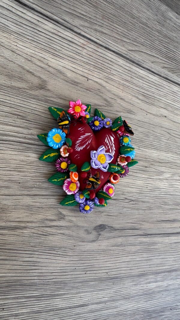 Mexican decoration, Mexican heart,  Heart wall hanging, Decorative heart, Rustic heart decor, Heart statue - Image 2