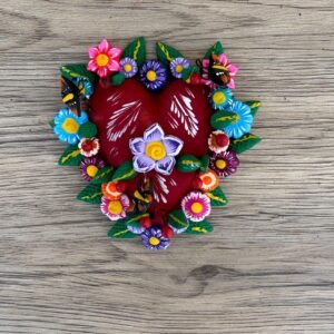 Mexican decoration, Mexican heart,  Heart wall hanging, Decorative heart, Rustic heart decor, Heart statue
