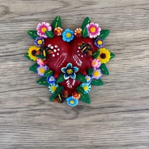 Mexican decoration, Mexican heart,  Heart wall hanging, Decorative heart, Rustic heart decor, Heart statue