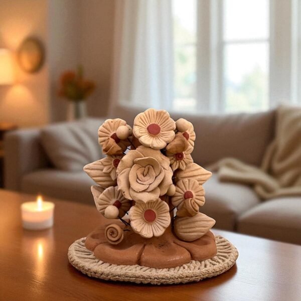 Handmade Clay Candle Holder from Oaxaca, Mexico Terracotta Floral Barro Decor, Mexican Folk Art Centerpiece Flower Design Porta velas