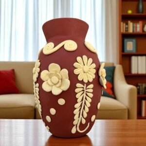 Embroidered Clay Vase From Oaxaca México Home Decor Handcrafted Jarron Barro Bordado Oaxaca Handmade Unique Designs From Artisans