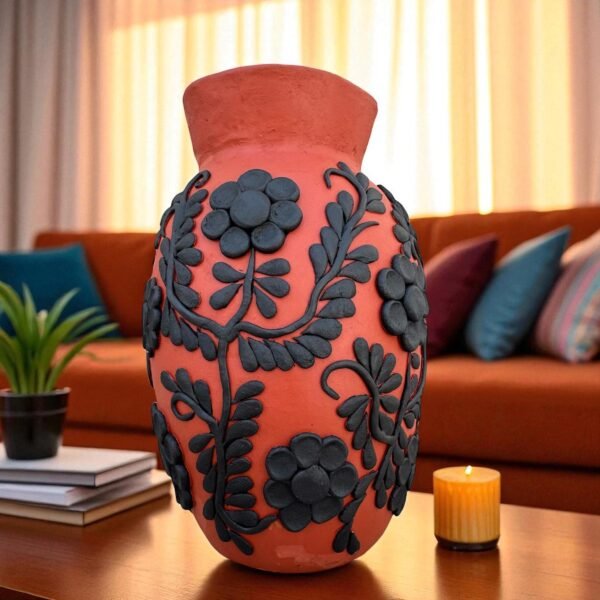 Embroidered Clay Vase From Oaxaca México Home Decor Handcrafted Jarron Barro Bordado Oaxaca Handmade Unique Designs From Artisans