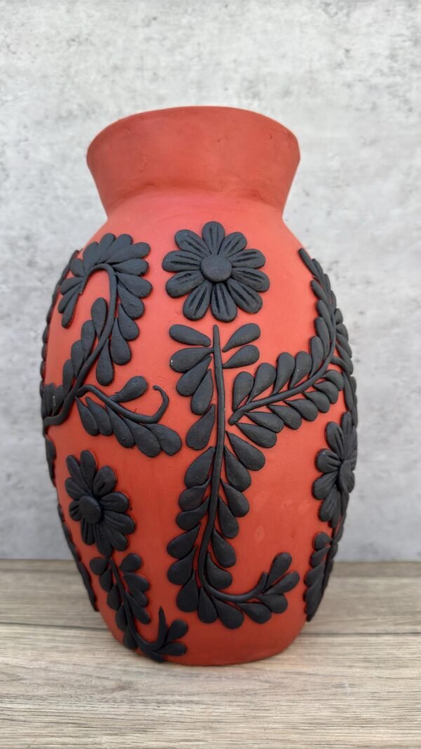 Embroidered Clay Vase From Oaxaca México Home Decor Handcrafted Jarron Barro Bordado Oaxaca Handmade Unique Designs From Artisans - Image 2