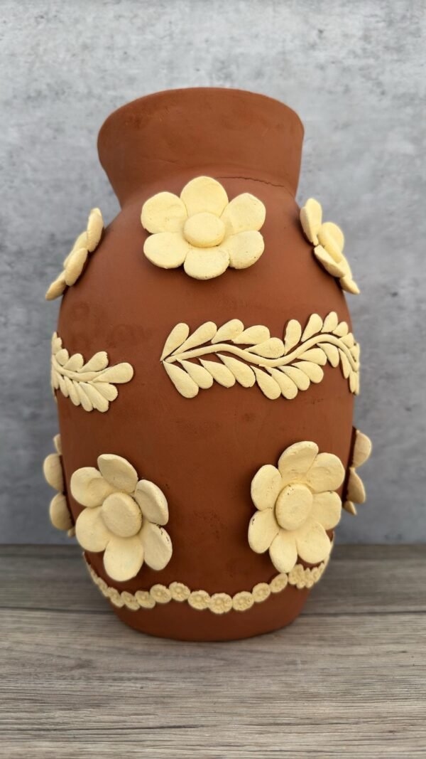 Embroidered Clay Vase From Oaxaca México Home Decor Handcrafted Jarron Barro Bordado Oaxaca Handmade Unique Designs From Artisans - Image 2