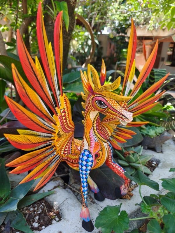 Large Pegasus Statue Folk Art Alebrije Sculpture, Wooden horse Mexican Decoration Figurine, Made Of Wood And Carved By Hand - Image 2