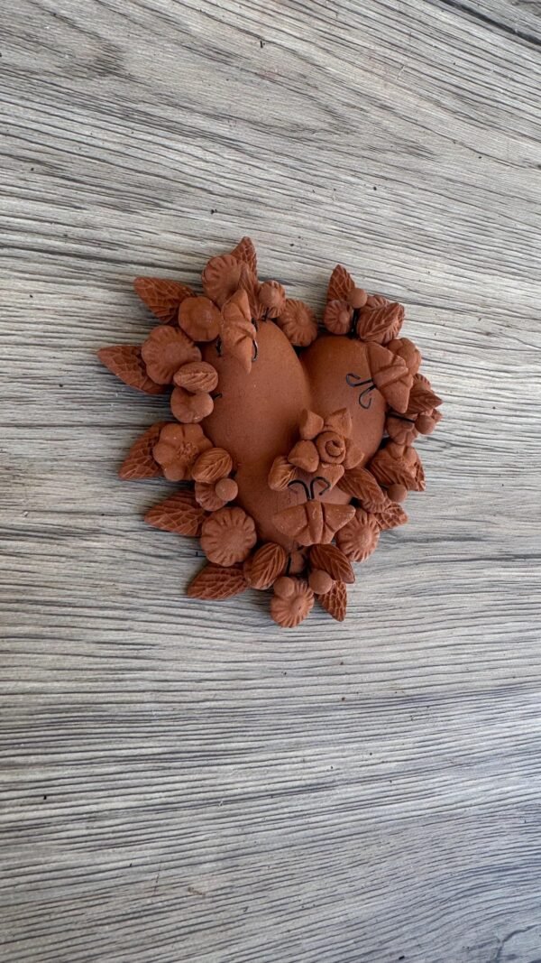 Filigrana Clay Heart Wall Hanging Ornament Artistic  Oaxaca México By Artisans Handmade Crafts, Home Decor Folk Art, Natural Clay - Image 2