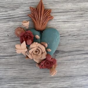 Filigrana Clay Heart Wall Hanging Ornament Artistic  Oaxaca México By Artisans Handmade Crafts, Home Decor Folk Art, Pigmento Natural Colors