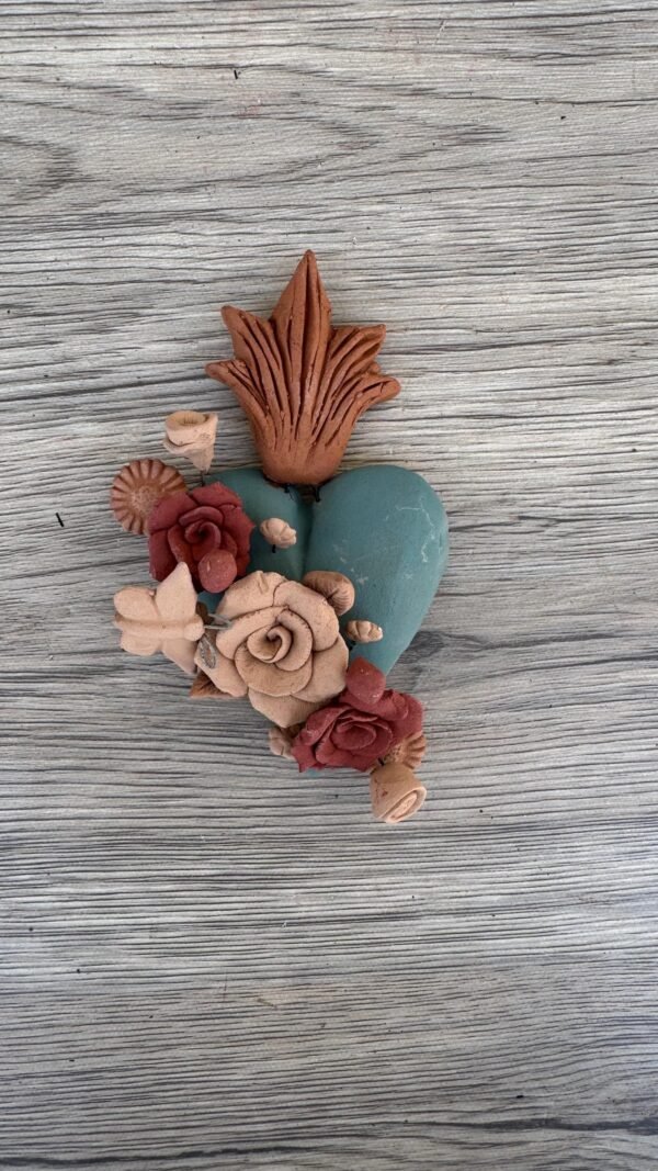 Filigrana Clay Heart Wall Hanging Ornament Artistic  Oaxaca México By Artisans Handmade Crafts, Home Decor Folk Art, Pigmento Natural Colors