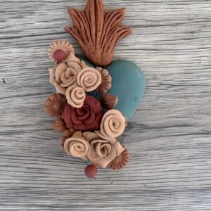 Filigrana Clay Heart Wall Hanging Ornament Artistic  Oaxaca México By Artisans Handmade Crafts, Home Decor Folk Art, Pigmento Natural Colors