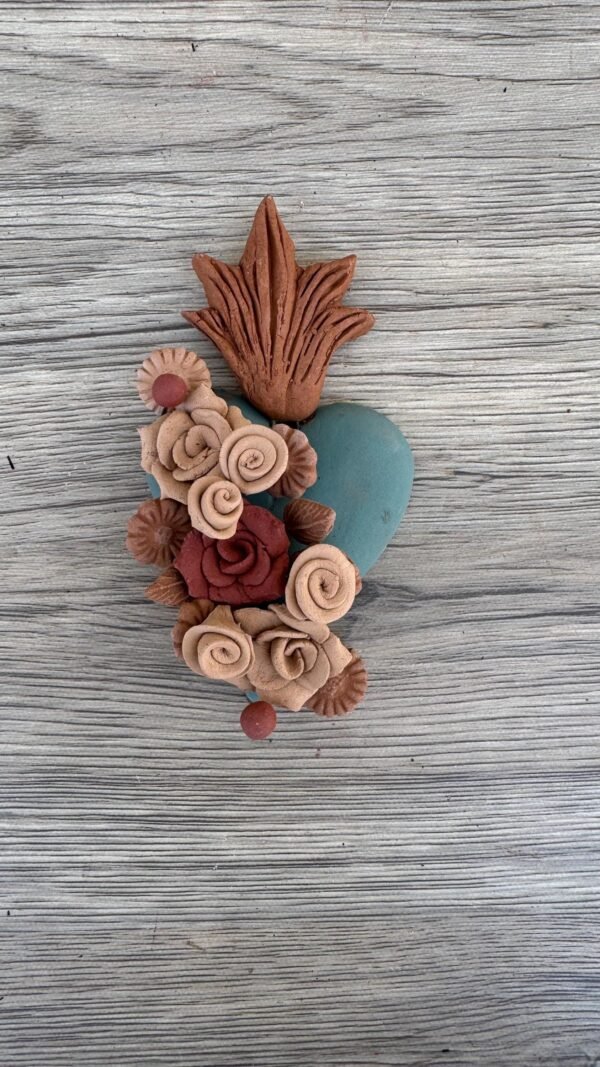 Filigrana Clay Heart Wall Hanging Ornament Artistic  Oaxaca México By Artisans Handmade Crafts, Home Decor Folk Art, Pigmento Natural Colors