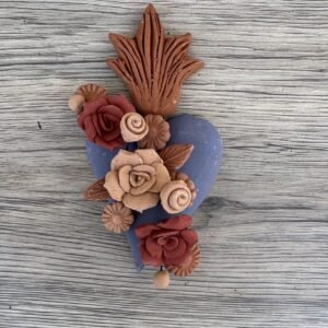 Filigrana Clay Heart Wall Hanging Ornament Artistic  Oaxaca México By Artisans Handmade Crafts, Home Decor Folk Art, Pigmento Natural Colors