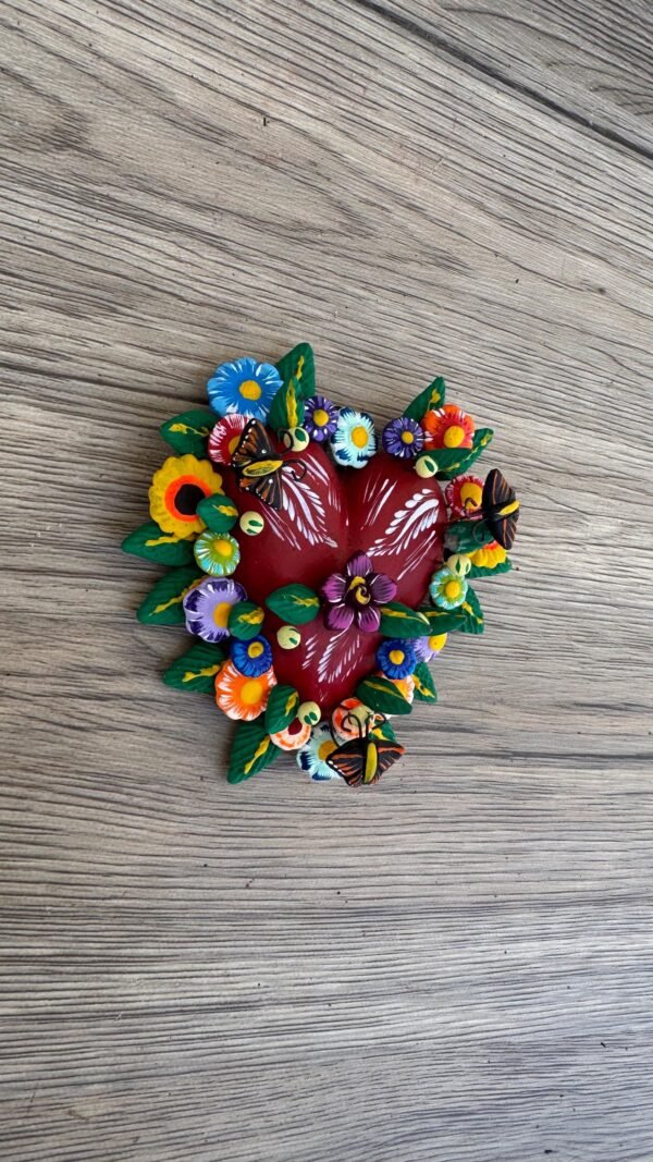 Mexican decoration, Mexican heart,  Heart wall hanging, Decorative heart, Rustic heart decor, Heart statue - Image 2