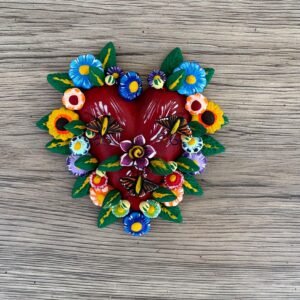 Mexican decoration, Mexican heart,  Heart wall hanging, Decorative heart, Rustic heart decor, Heart statue