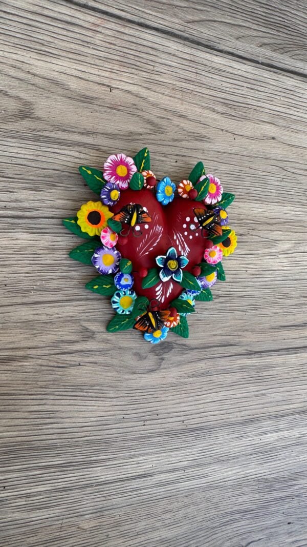 Mexican decoration, Mexican heart,  Heart wall hanging, Decorative heart, Rustic heart decor, Heart statue - Image 2