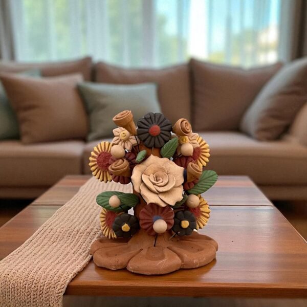 Handmade Clay Candle Holder from Oaxaca, Mexico Terracotta Floral Barro Decor, Mexican Folk Art Centerpiece Flower Design Porta velas