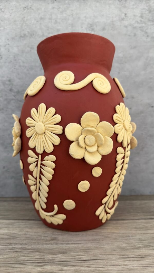 Embroidered Clay Vase From Oaxaca México Home Decor Handcrafted Jarron Barro Bordado Oaxaca Handmade Unique Designs From Artisans - Image 2